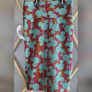 LuLaRoe Vibrant Teal and Red Disney Mickey Skirt, NWT, XS